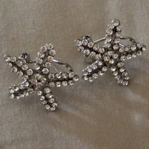 Starfish Pierced Earrings Encrusted With Crystals. Medium Size